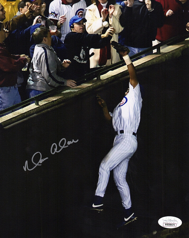 Moises Alou Autographed Chicago Cubs 2003 NLCS Bartman Foul Ball 8x10 Photo - (JSA)-Powers Sports Memorabilia