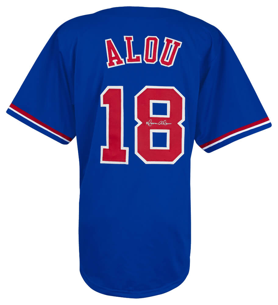 Moises Alou Autographed Blue Throwback Custom Baseball Jersey-Powers Sports Memorabilia