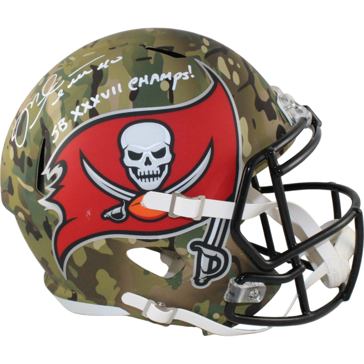 Mike Alstott Signed Tampa Bay Buccaneers Full-Size Helmet Camo SB Champs – Beckett Authenticated-Powers Sports Memorabilia