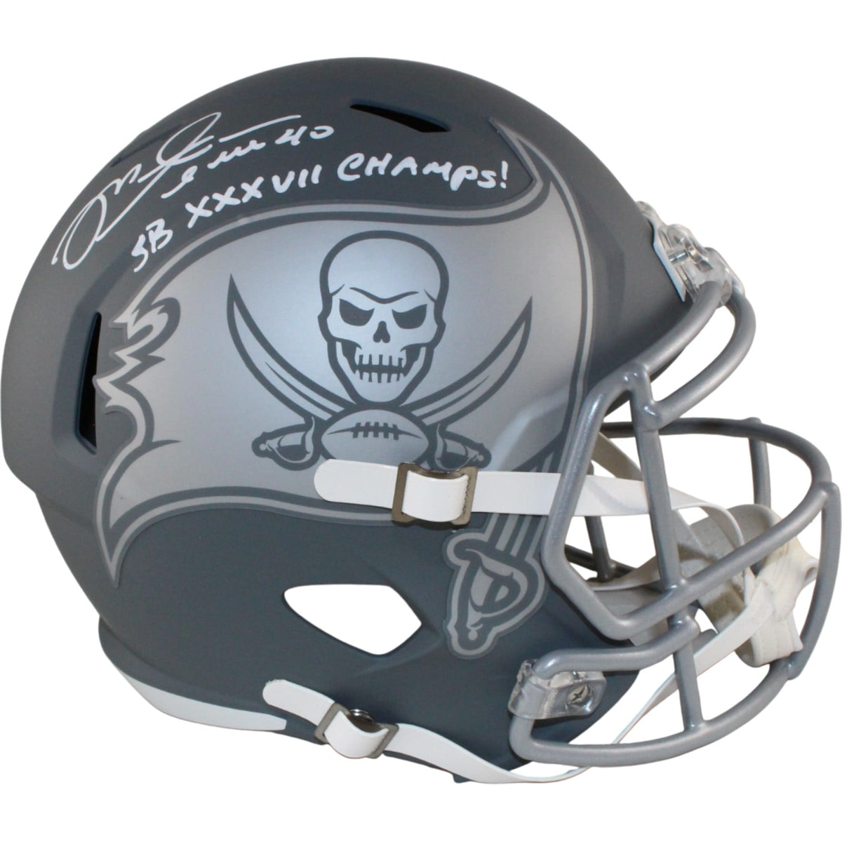Mike Alstott Signed Tampa Bay Buccaneers Full-Size Helmet Slate SB Champ – Beckett Authenticated-Powers Sports Memorabilia