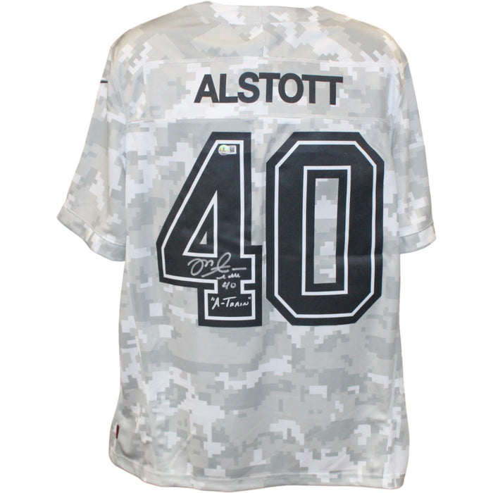 Mike Alstott Signed Tampa Bay Buccaneers XL Arctic Camo Jersey – Beckett Authenticated-Powers Sports Memorabilia