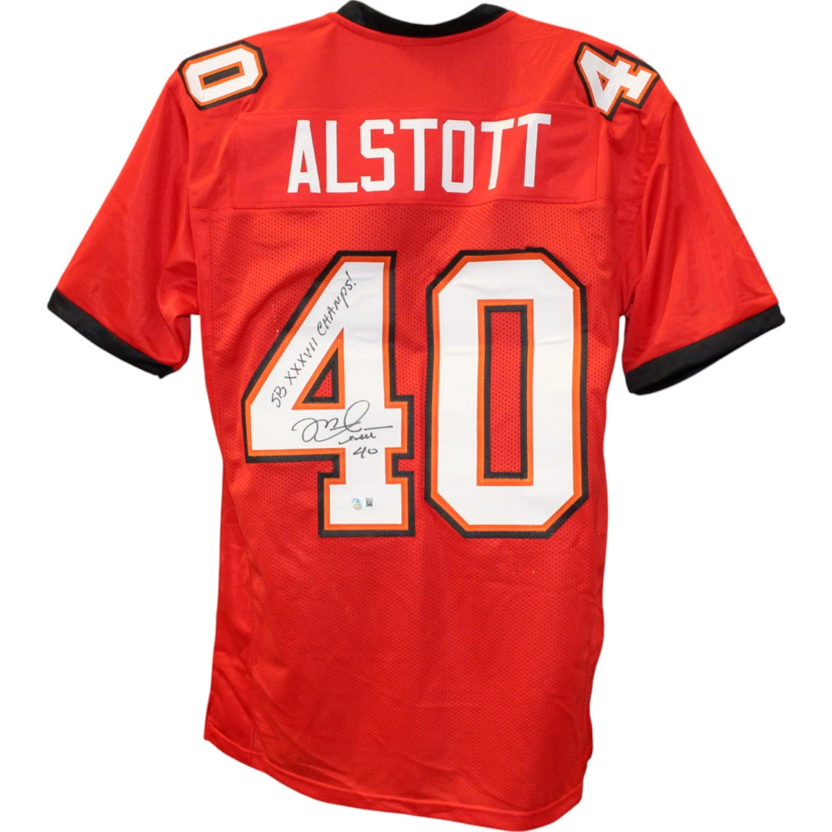Mike Alstott Signed Pro Style XL Red Jersey SB XXXVII Champs – Beckett Authenticated-Powers Sports Memorabilia