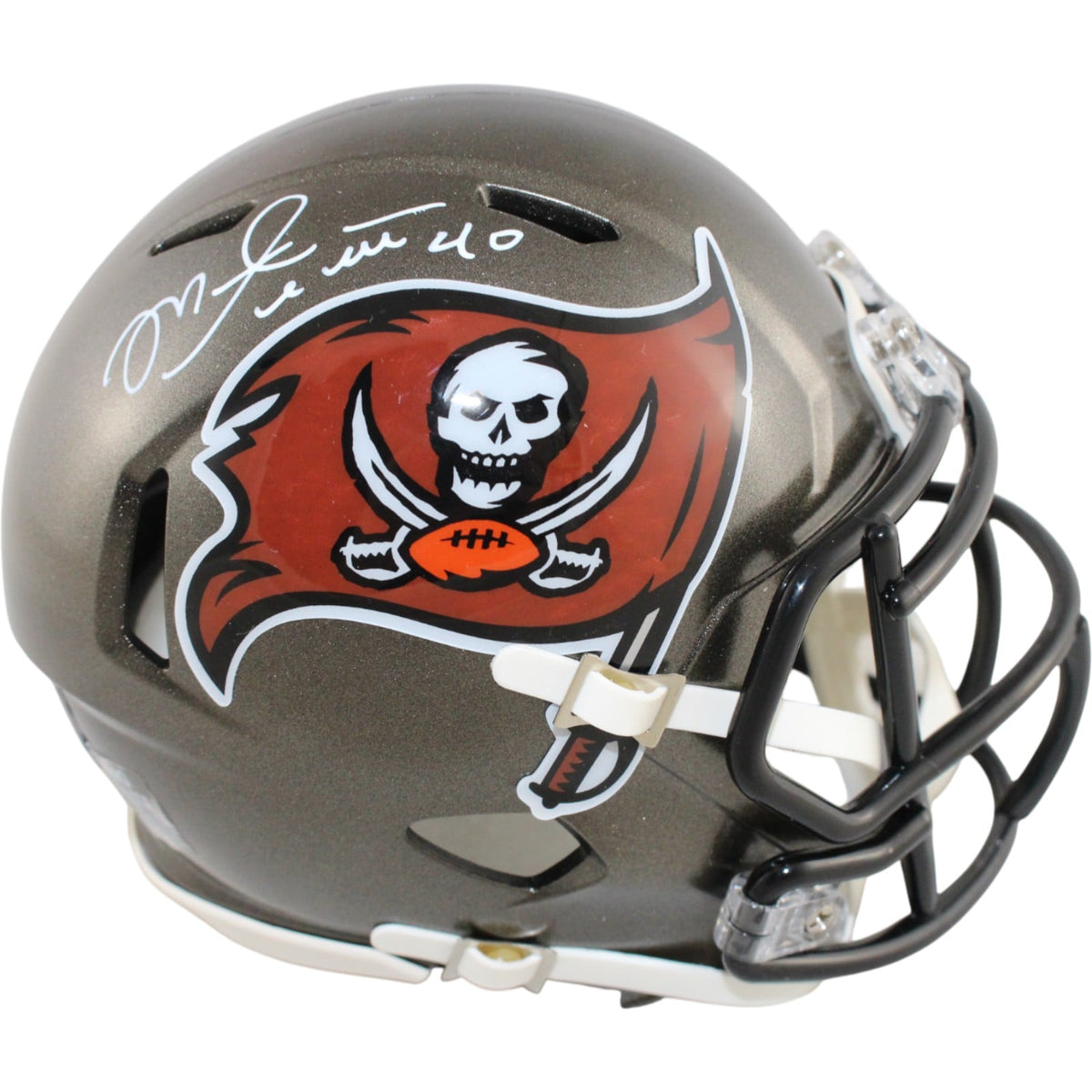 Mike Alstott Signed Tampa Bay Buccaneers TB Mini Helmet – Beckett Witness Authenticated-Powers Sports Memorabilia