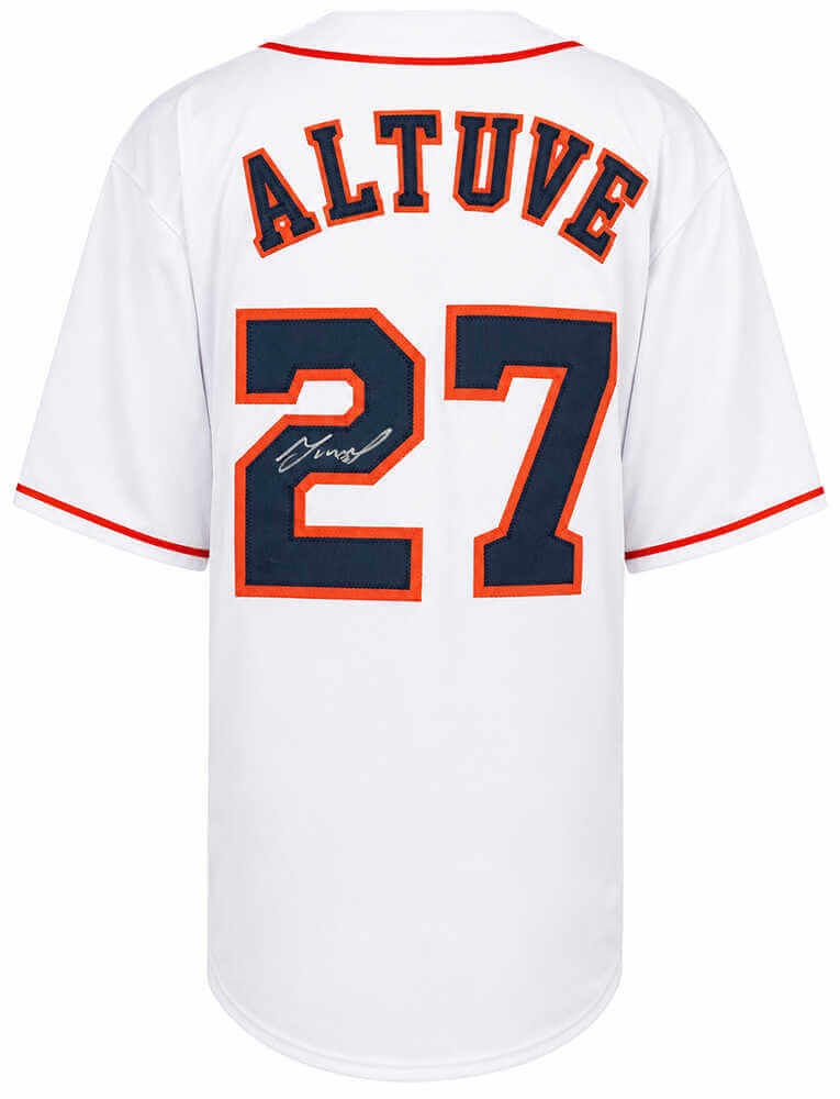 Jose Altuve Autographed White Custom Baseball Jersey-Powers Sports Memorabilia
