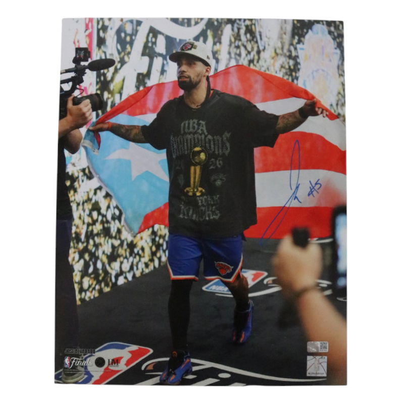 José Alvarado New York Knicks Signed 11x14 Photo with Flag-Powers Sports Memorabilia
