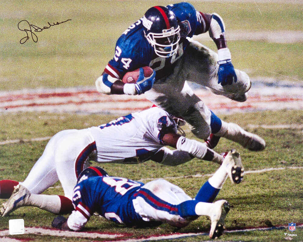 Ottis Anderson Autographed New York Giants Super Bowl XXV Action vs Bills 16x20 Photo - (In Black)-Powers Sports Memorabilia
