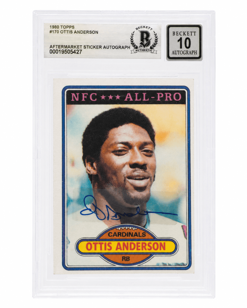 Ottis Anderson Autographed 1980 Topps Rookie Football Card #170 Beckett-Powers Sports Memorabilia