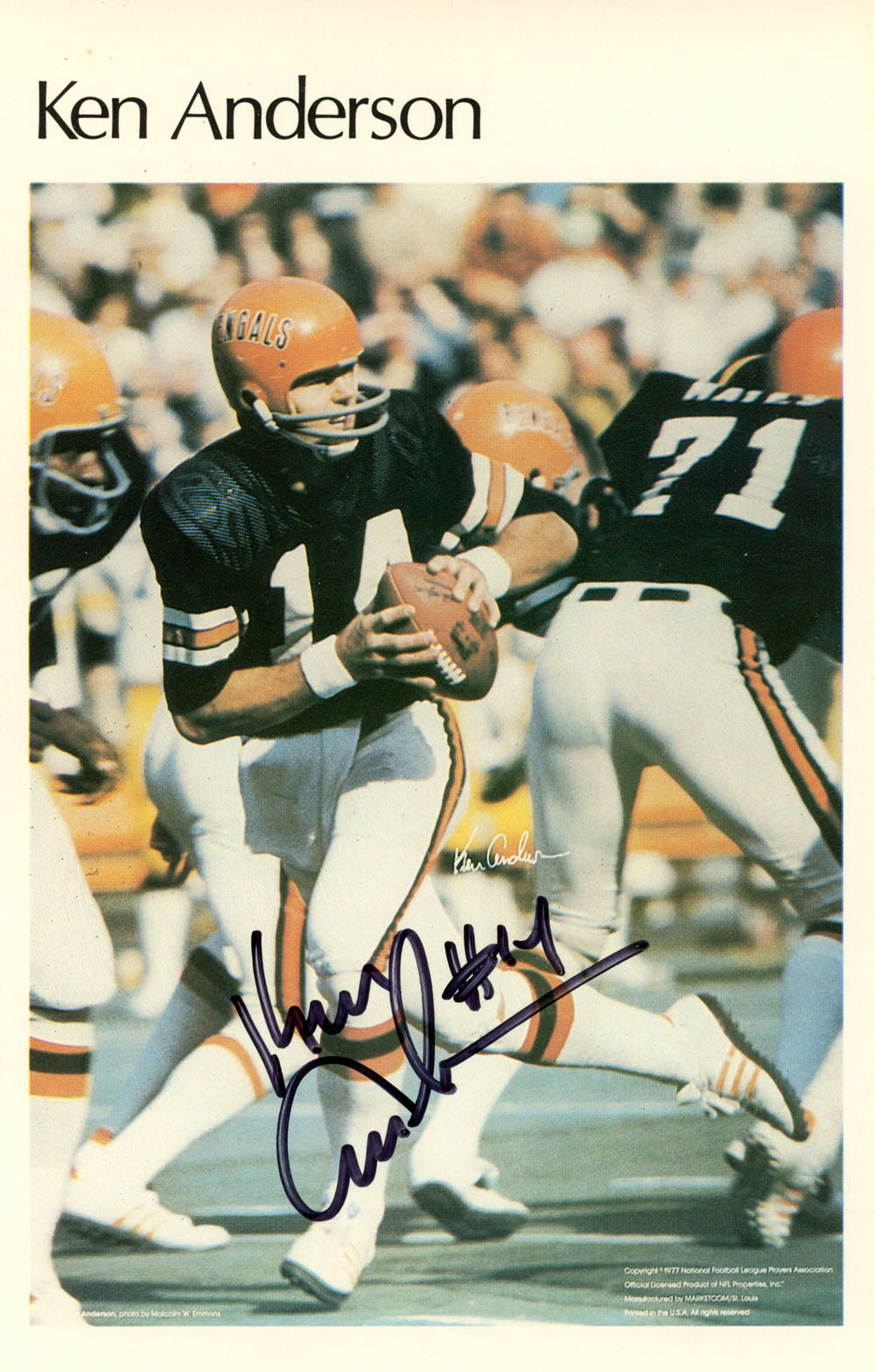 Ken Anderson Cincinnati Bengals Signed Poster - Mini Poster 4/50 Beckett Beckett-Powers Sports Memorabilia
