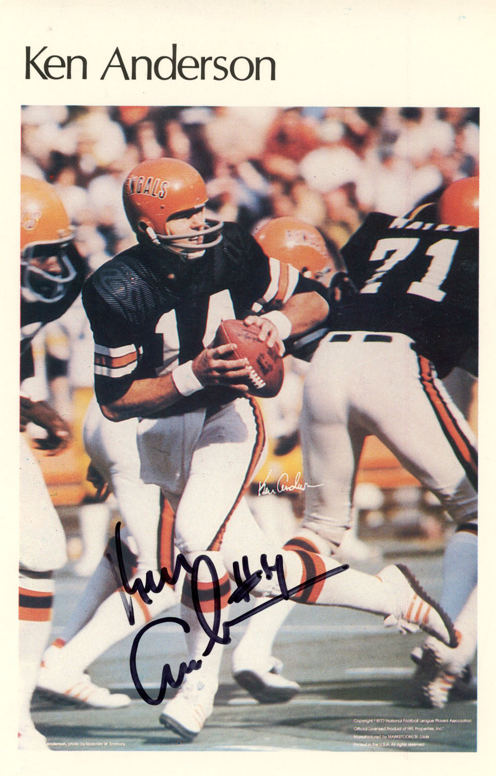 Ken Anderson Cincinnati Bengals Mini Signed Poster-Powers Sports Memorabilia