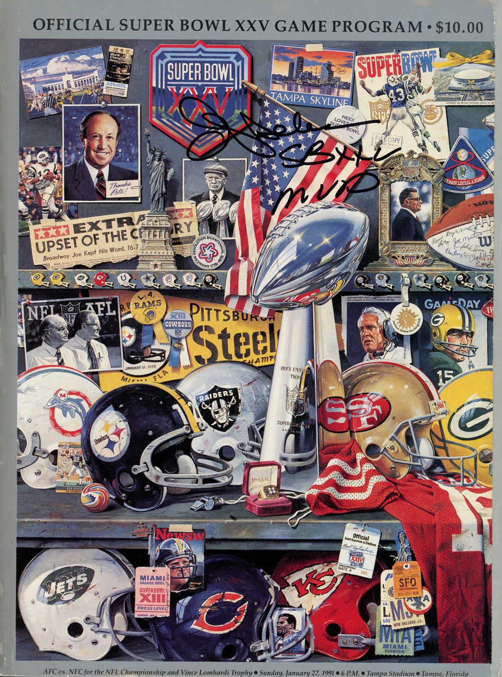 Ottis Anderson New York Giants Signed Mini Helmet - Super Bowl XXV Program SB MVP Beckett Beckett-Powers Sports Memorabilia