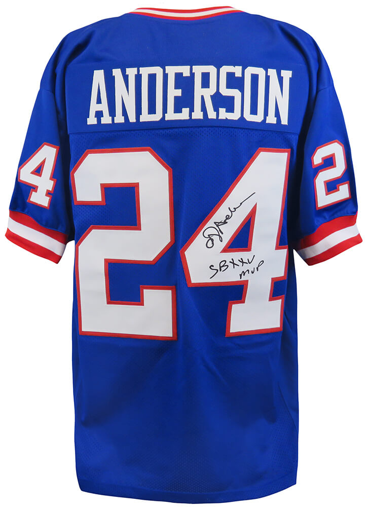 Ottis Anderson Autographed Blue T/B Custom Football Jersey with SB XXV MVP-Powers Sports Memorabilia