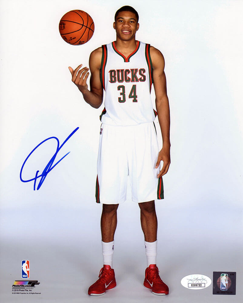 Giannis Antetokounmpo Milwaukee Bucks Autographed Jersey Basketball 8x10-Powers Sports Memorabilia