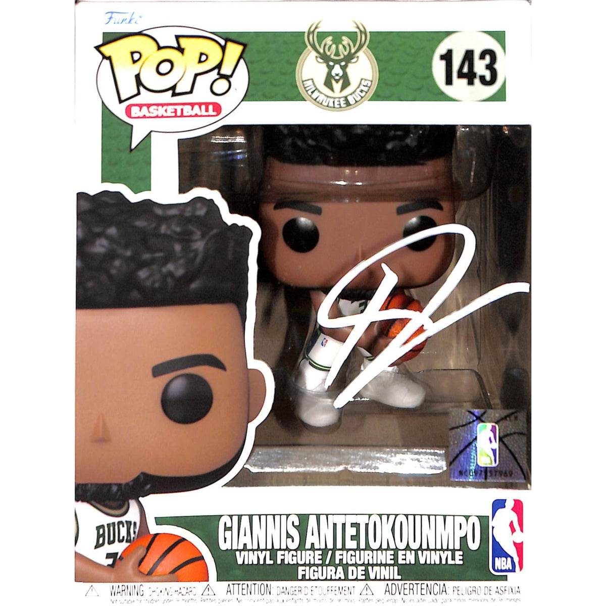 Giannis Antetokounmpo Milwaukee Bucks Signed Funko Pop - Funko Pop! #143 Beckett-Powers Sports Memorabilia