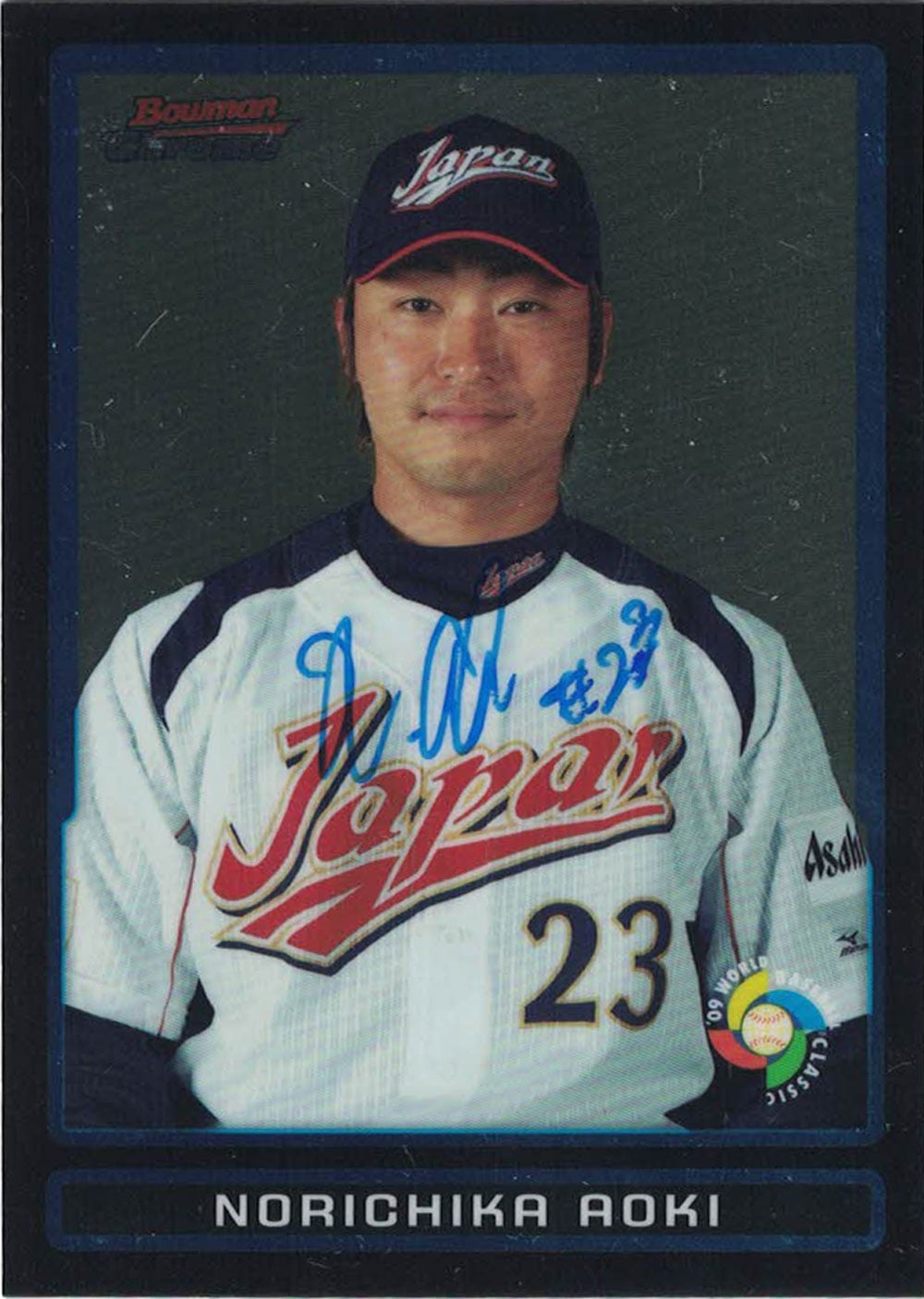 Aoki Norichika Milwaukee Brewers Signed Card - Japan WBC 2009 Bowman Chrome-Powers Sports Memorabilia