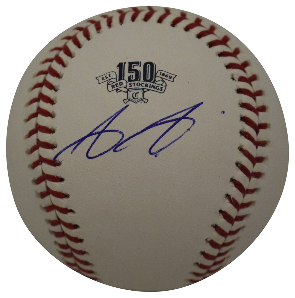 Aristides Aquino Cincinnati Reds Signed Baseball - OML Baseball Reds 150th Anv MLB-Powers Sports Memorabilia