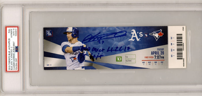 Vladimir Guerrero Jr. Signed MLB Debut & First Hit Full Ticket 2 Ins PSA 10 Auto-Powers Sports Memorabilia