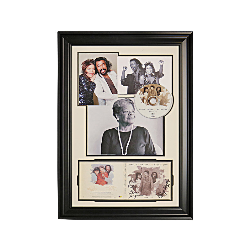 Ashford & Simpson with Maya Angelou Triple Signed and Framed 1996 Been Found CD Collage-Powers Sports Memorabilia
