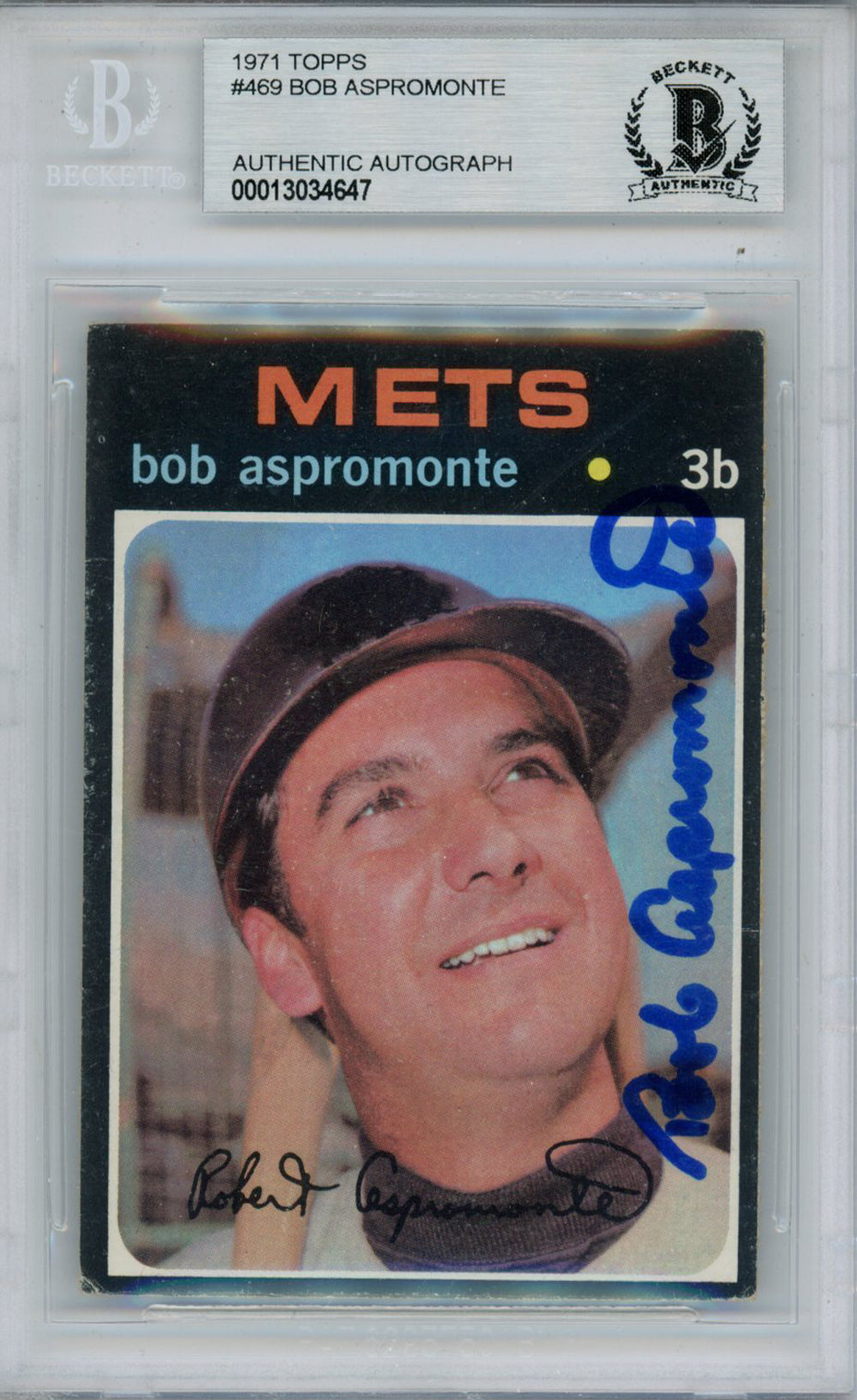 Bob Aspromonte New York Mets Signed Card - 1971 Topps #469 Beckett Slab Beckett-Powers Sports Memorabilia