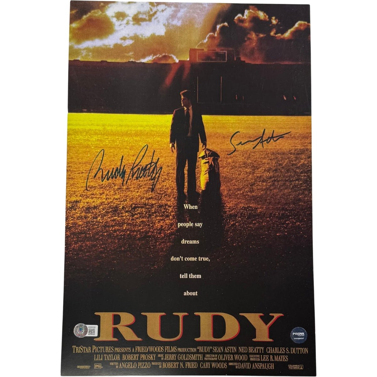Sean Astin Rudy Ruettiger Signed Rudy Notre Dame 11x17 Photo Beckett W-Powers Sports Memorabilia