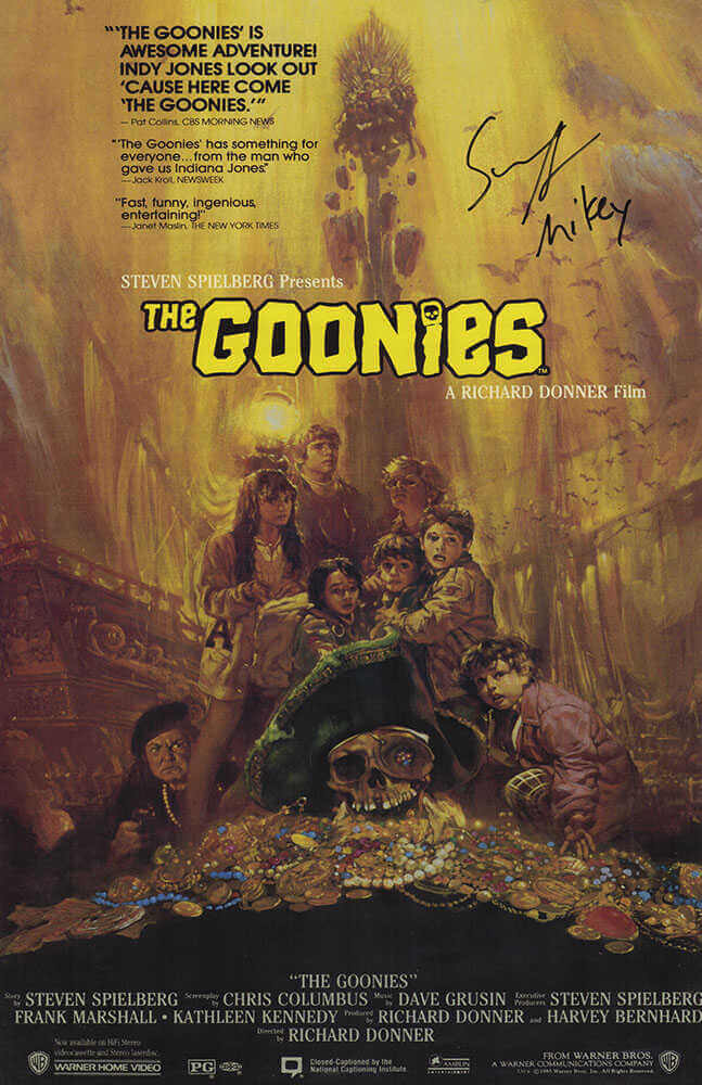 Sean Astin Autographed Goonies 11x17 Movie Poster with Mikey-Powers Sports Memorabilia