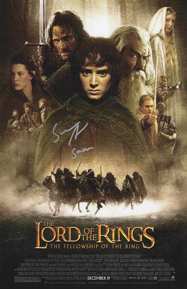 Sean Astin Autographed Lord of The Rings: The Fellowship of the Ring 11x17 Movie Poster with Sam-Powers Sports Memorabilia