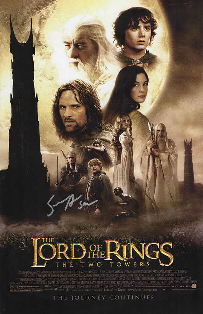 Sean Astin Autographed Lord of The Rings: The Two Towers 11x17 Movie Poster with Sam-Powers Sports Memorabilia