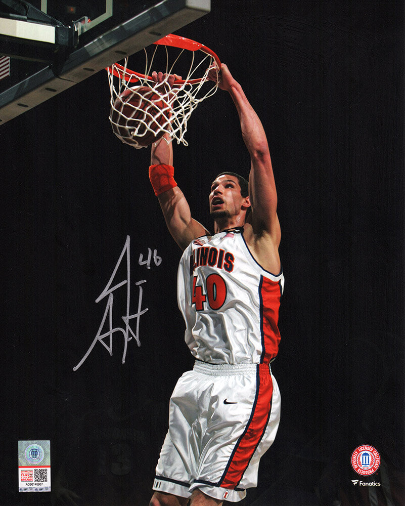 James Augustine Autographed Illinois Fighting Illini White Jersey Dunk 8x10 Photo-Powers Sports Memorabilia