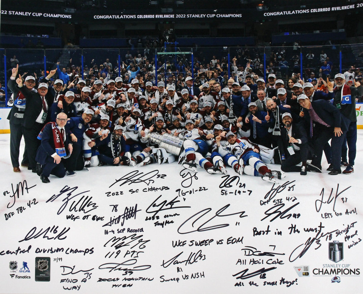 Colorado Avalanche Team (18) Signed 16x20 Photo Inscription.-Powers Sports Memorabilia