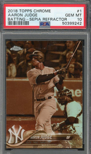 Aaron Judge 2018 Topps Chrome Sepia Refractor Baseball Card #1 Graded PSA 10
