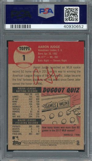 Aaron Judge 2018 Topps Living Baseball Card #1 Graded PSA 10-Powers Sports Memorabilia