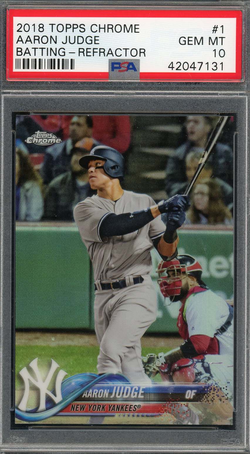 Aaron Judge 2018 Topps Chrome Batting Refractor Baseball Card #1 Graded PSA 10-Powers Sports Memorabilia