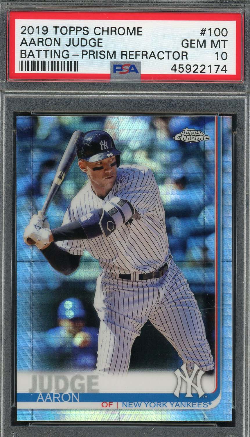 Aaron Judge 2019 Topps Chrome Prism Refractor Baseball Card #100 Graded PSA 10-Powers Sports Memorabilia