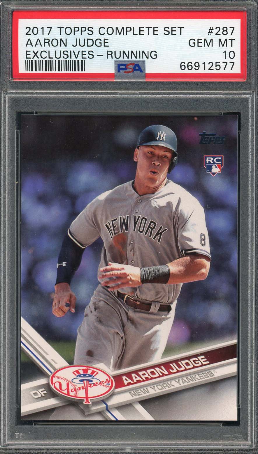 Aaron Judge 2017 Topps Complete Baseball Rookie Card RC #287 Graded PSA 10-Powers Sports Memorabilia