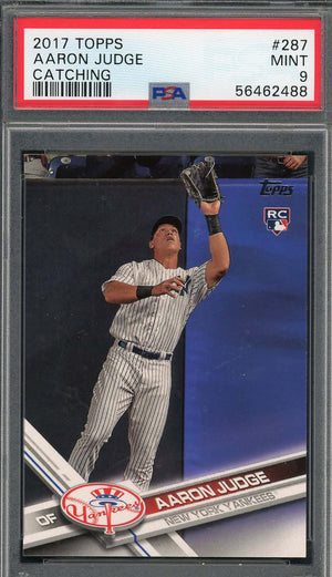 Aaron Judge 2017 Topps Catching Baseball Rookie Card RC #287 Graded PSA 9-Powers Sports Memorabilia
