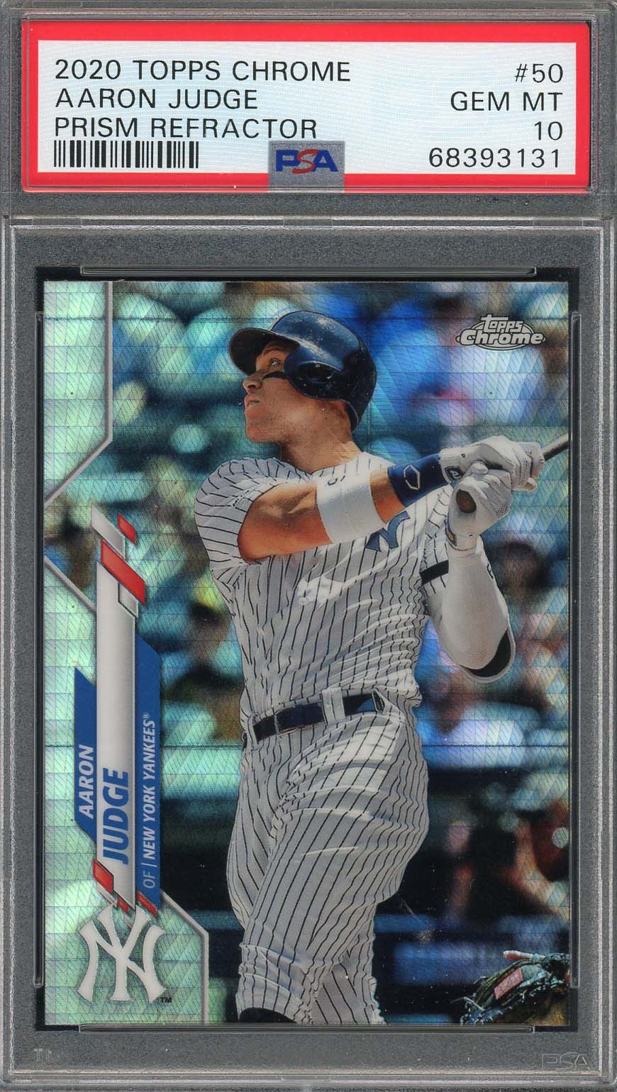 Aaron Judge 2020 Topps Chrome Prism Refractor Baseball Card #50 Graded PSA 10-Powers Sports Memorabilia