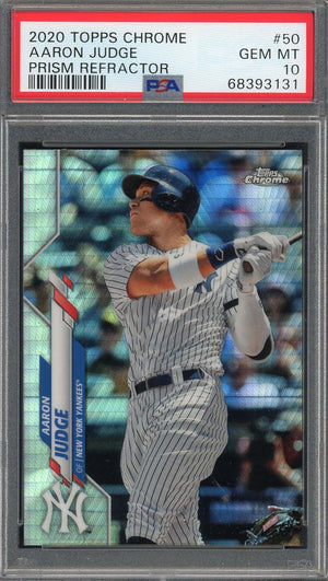 Aaron Judge 2020 Topps Chrome Prism Refractor Baseball Card #50 Graded PSA 10-Powers Sports Memorabilia