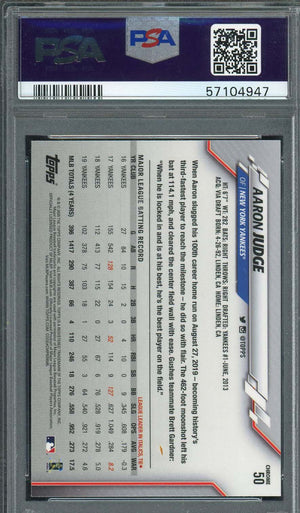 Aaron Judge 2020 Topps Chrome Baseball Card #50 Graded PSA 10-Powers Sports Memorabilia
