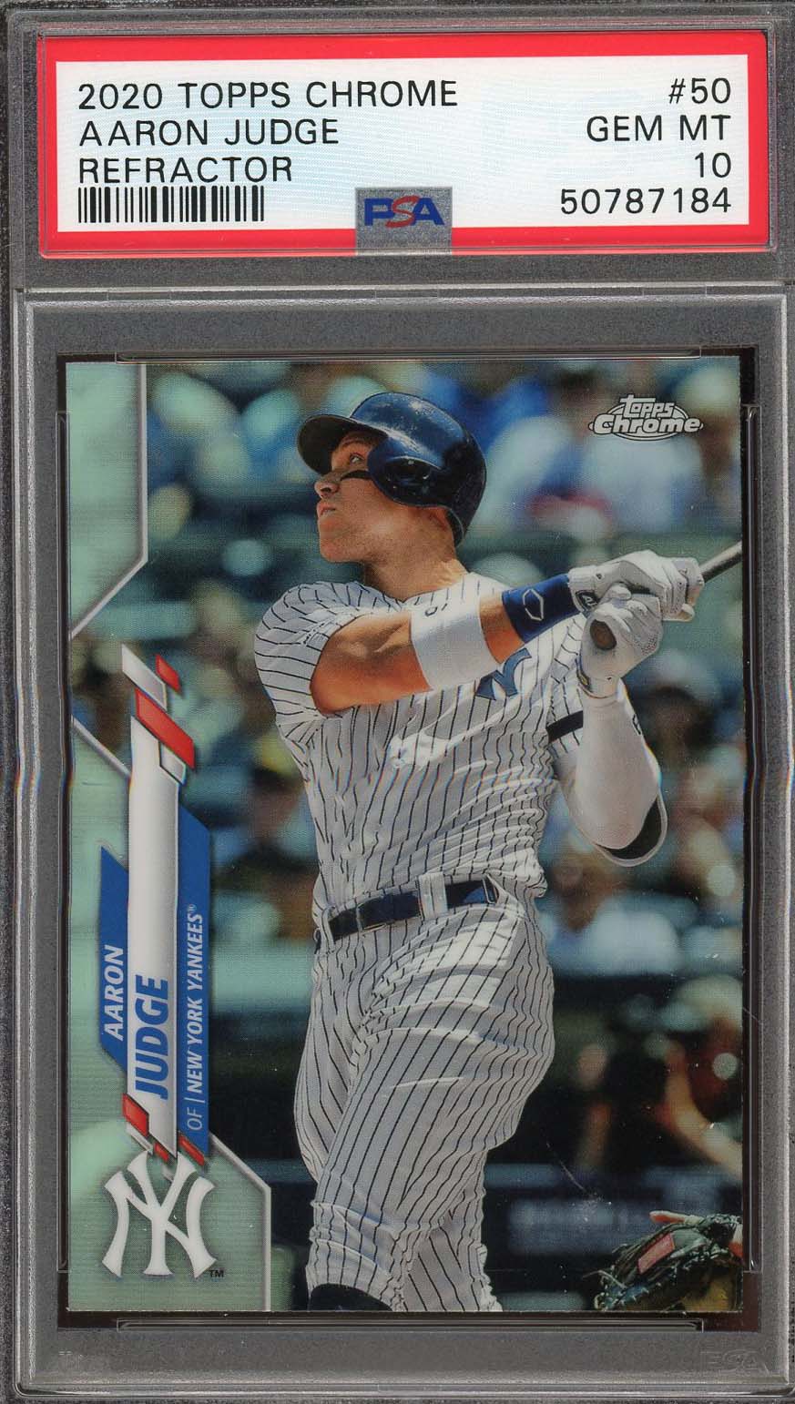 Aaron Judge 2020 Topps Chrome Refractor Baseball Card #50 Graded PSA 10-Powers Sports Memorabilia