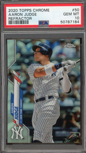 Aaron Judge 2020 Topps Chrome Refractor Baseball Card #50 Graded PSA 10-Powers Sports Memorabilia