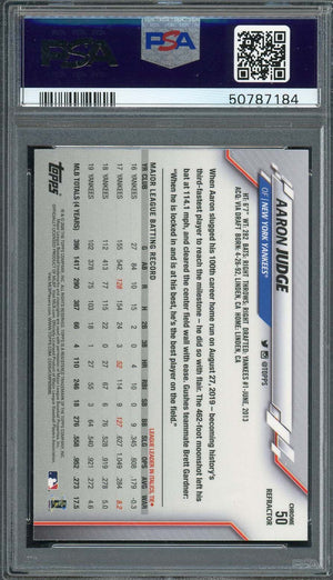 Aaron Judge 2020 Topps Chrome Refractor Baseball Card #50 Graded PSA 10-Powers Sports Memorabilia