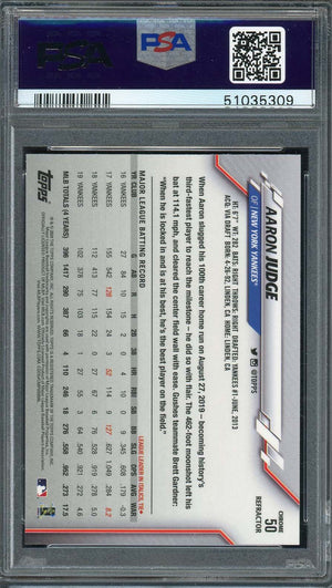 Aaron Judge 2020 Topps Chrome Sepia Refractor Baseball Card #50 Graded PSA 10-Powers Sports Memorabilia