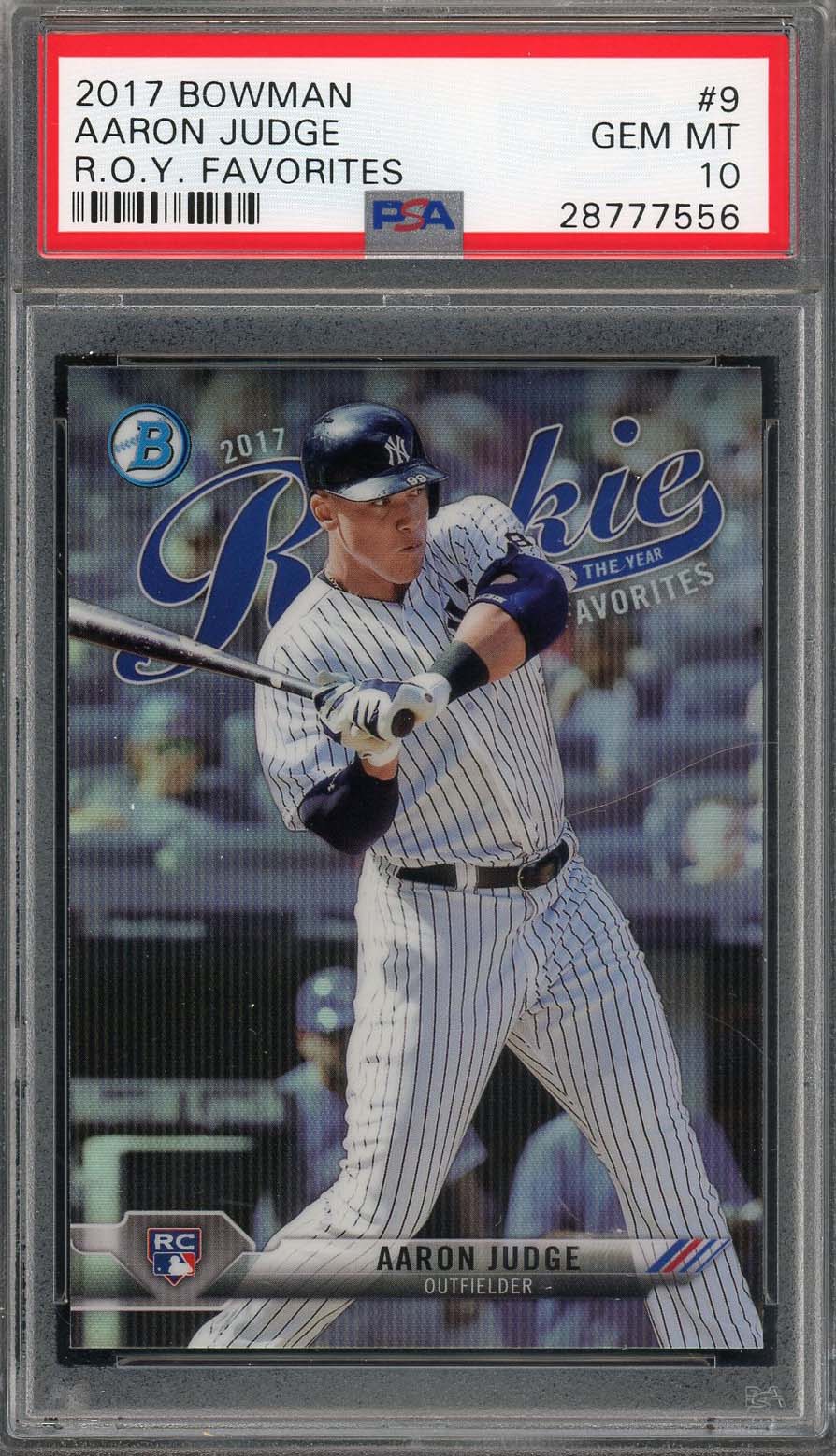 Aaron Judge 2017 Bowman ROY Favorites Baseball Rookie Card #9 Graded PSA 10-Powers Sports Memorabilia