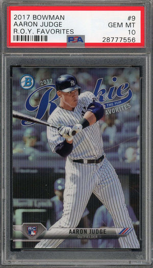 Aaron Judge 2017 Bowman ROY Favorites Baseball Rookie Card #9 Graded PSA 10-Powers Sports Memorabilia