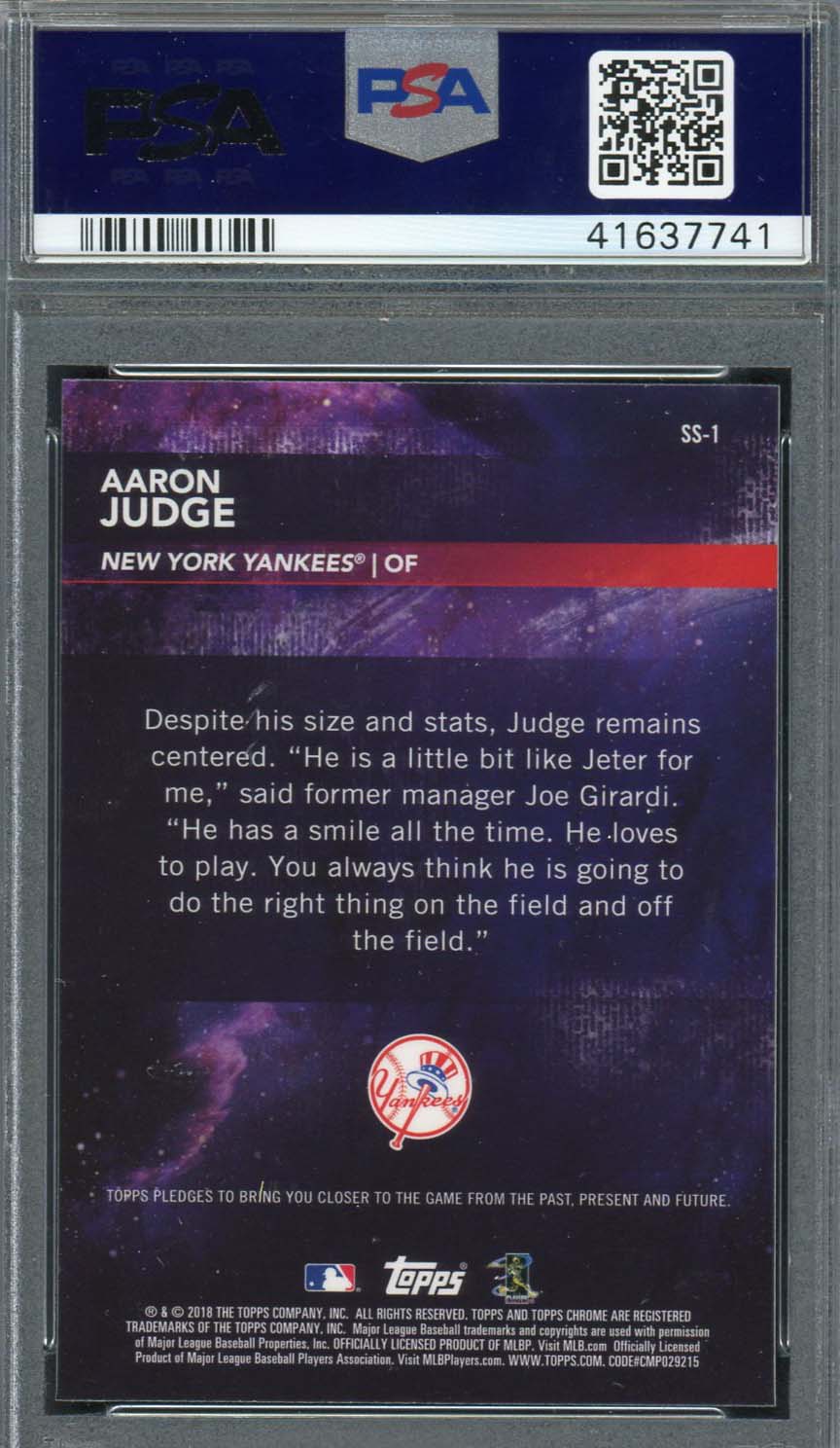 Aaron Judge 2018 Topps Chrome Superstar Sensations Baseball Card #SS-1 Graded PSA 10