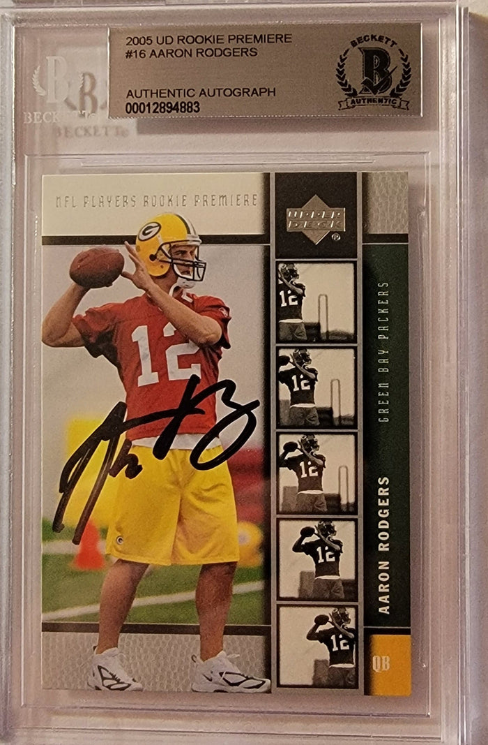 Aaron Rodgers Signed 2005 Upper Deck Rookie Card - Beckett-Powers Sports Memorabilia
