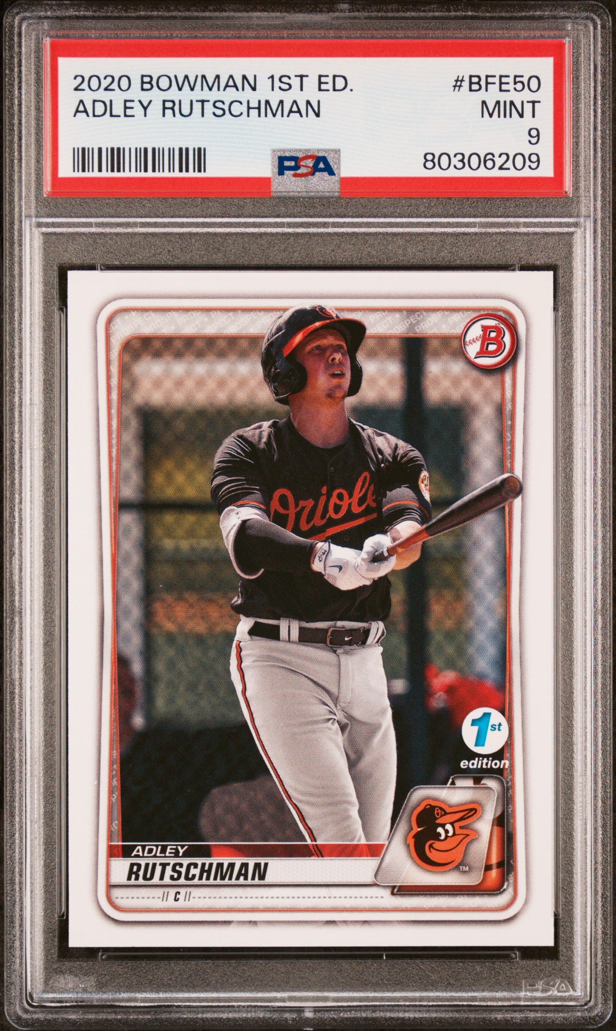 Adley Rutschman 2020 Bowman 1st Edition Baseball Rookie Card BFE50 Graded PSA 9-Powers Sports Memorabilia