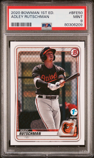 Adley Rutschman 2020 Bowman 1st Edition Baseball Rookie Card BFE50 Graded PSA 9-Powers Sports Memorabilia
