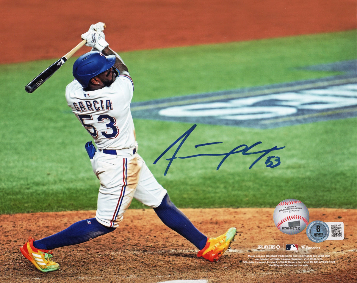 Adolis Garcia Signed Texas Rangers 2023 World Series 8x10 Photo - Beckett-Powers Sports Memorabilia