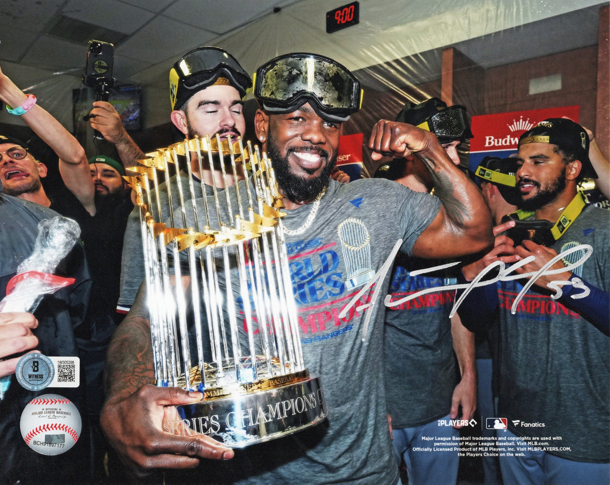 Adolis Garcia Signed Texas Rangers 2023 World Series Champions 8x10 Photo - Beckett-Powers Sports Memorabilia