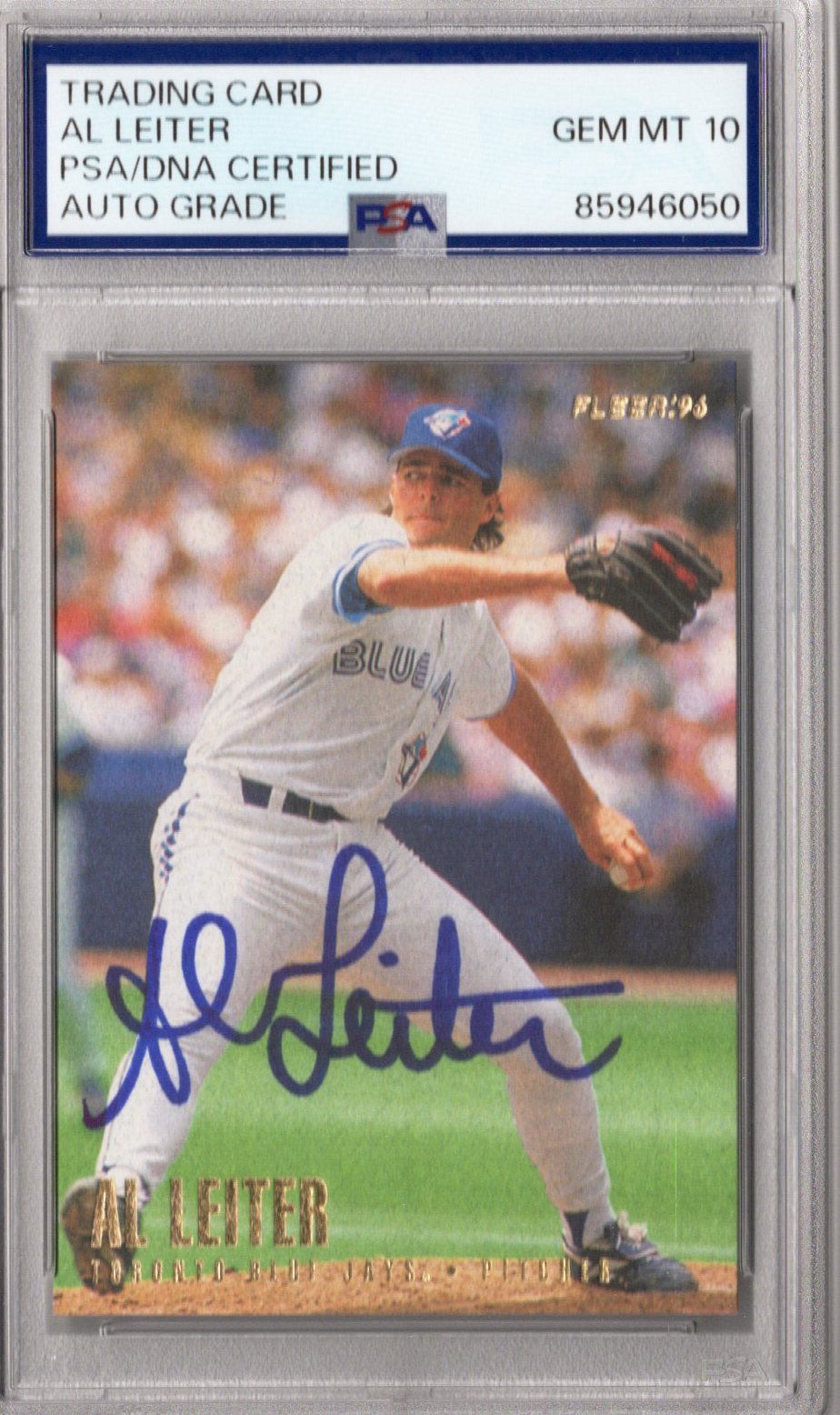 Al Leiter Signed Toronto Blue Jays 1996 Fleer Card #277 PSA AUTO GRADE GEM MT 10-Powers Sports Memorabilia